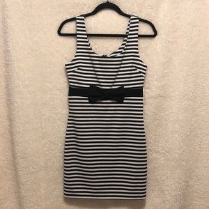 Black and White striped Dress with bow detail